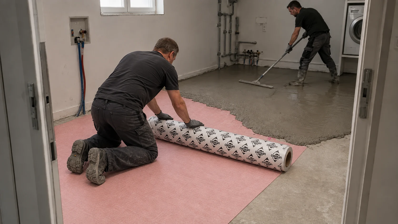 Application de membrane rose CHEKKAFI dans une buanderie