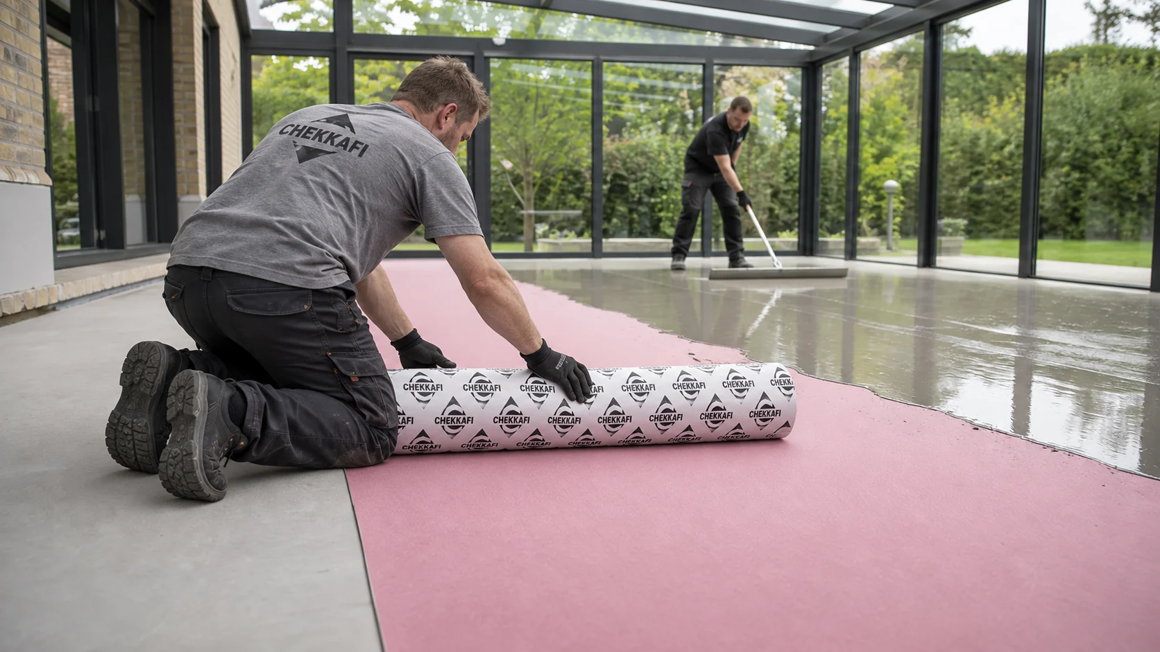 Application de membrane rose CHEKKAFI dans une véranda